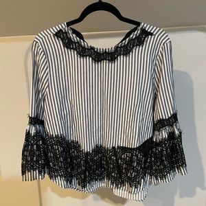 Zara striped top with lace detail